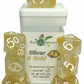 Happy Holi-Dice: Diffusion Silver & Gold - Set Of 7 Game Dice W/ Arch'D4 And Symbols
