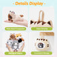 OUOZZZ Cat Stuffed Animal House – Plush Kitten Toy Set with 4 Soft Cats, Interactive, Portable Playset for Kids, Made of Polyester