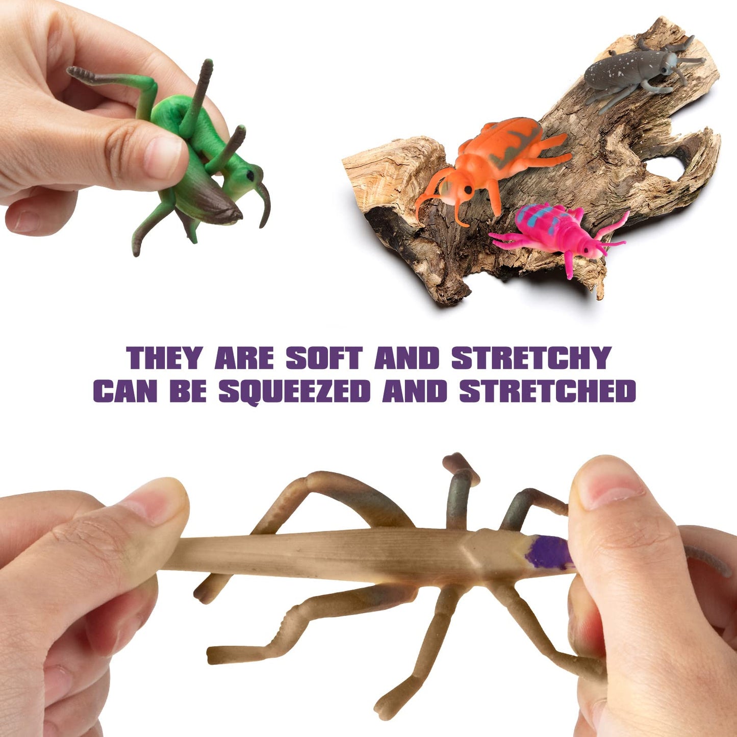 Niskaqsn 12 Pack Color Changing Insect Toys,Change Color Bug Toys,Floating And Stretchable Bath Toys Fosr Kid,Insect Figurines T