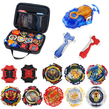 Owenkelng Bey Burst Gyro Toy Set Great Birthday Gift for Boys Children Kids 6 8+ Metal Fusion Attack Top Grip cutting edge Set with Battling Game Storage Box 8 Top Burst Gyros 3 Two-Way Launcher 2 Handles