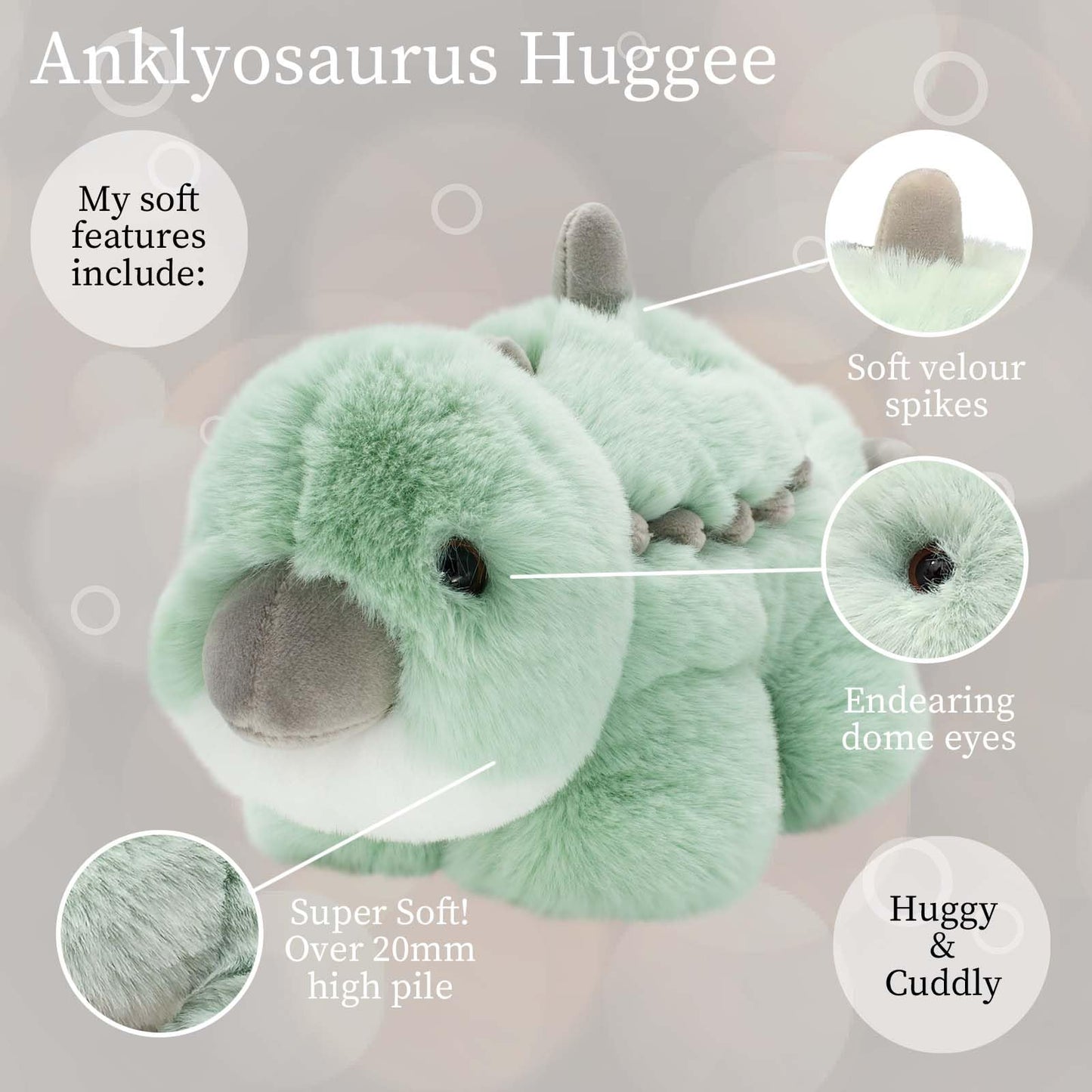 World's Softest Plush Small Green Baby Ankylosaurus Stuffed Animal - Soft, Huggable Dinosaur Toy for Kids, Model WS01599-0008