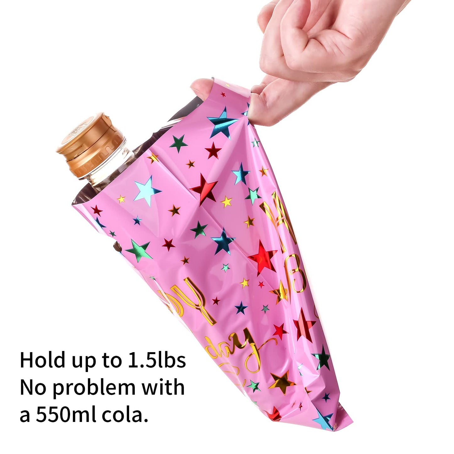 PintreeLand Happy Birthday Party Favor Bags 40 PCS Plastic Goodies Return Gift Bags for Kids Baby Girls & Boys Birthday