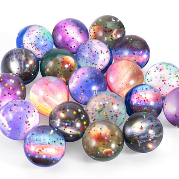 Ayfjovs 20 Pack Starry Space Bouncy Balls - 32Mm Rubber Balls, For Space-Themed Parties, Bag Fillers, Easter Basket Stuffers, Classroom Prizes And Pet Toys - High Bounce, And Brightly Colored