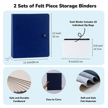 Chefan Felt Board For Toddlers, 2 Pack Multi-Functional Felt Pieces Storage Binders, Flannel Stories Board, Freestanding Felt St
