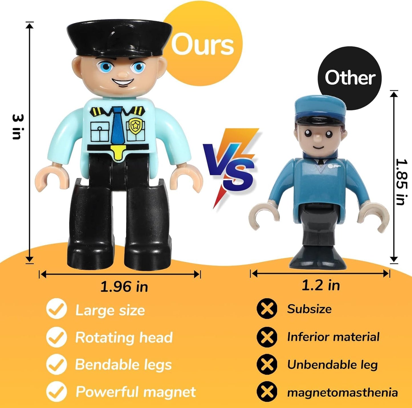 Large Magnetic Figures, 3 Inches Community Figures Set, 12 Pieces Magnetic Play People Magnet Building Toys For Kids Ages 3 4 5