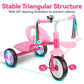 Liberry Toddler Tricycle with Light Up Wheels, Removable Pedal, Pink, 3 Wheel Bike for Ages 2-4, Ideal Indoor/Outdoor Riding Toy