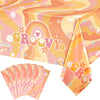 Tiamon 6 Pieces Rainbow Plastic Groovy Tablecloths Retro Hippie Table Covers for Rectangle Table, Disposable Daisy Flower Rainbo
