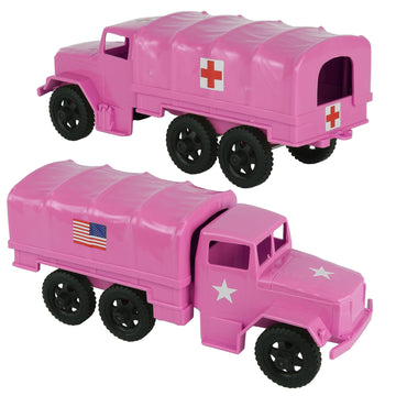 TimMee Plastic Army Men Trucks - Pink M34 Deuce and a Half Cargo Vehicles US Made