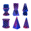 3D Printed Magic Pass-through Pyramid, Cone Fidget, Cylinder Anxiety Relief for Desktop - Decoration Set of 3, Laser Purple