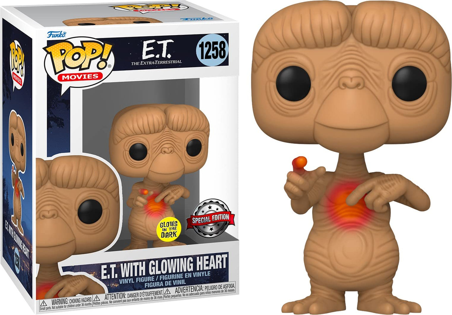 Funko Pop! Movies: E.T. 40Th - E.T. With - Glow In The Dark Heart - E.T. The Extra Terrestrial - Collectable Vinyl Figure - Gift Idea - Official Merchandise - Toys For Kids & Adults - Movies Fans