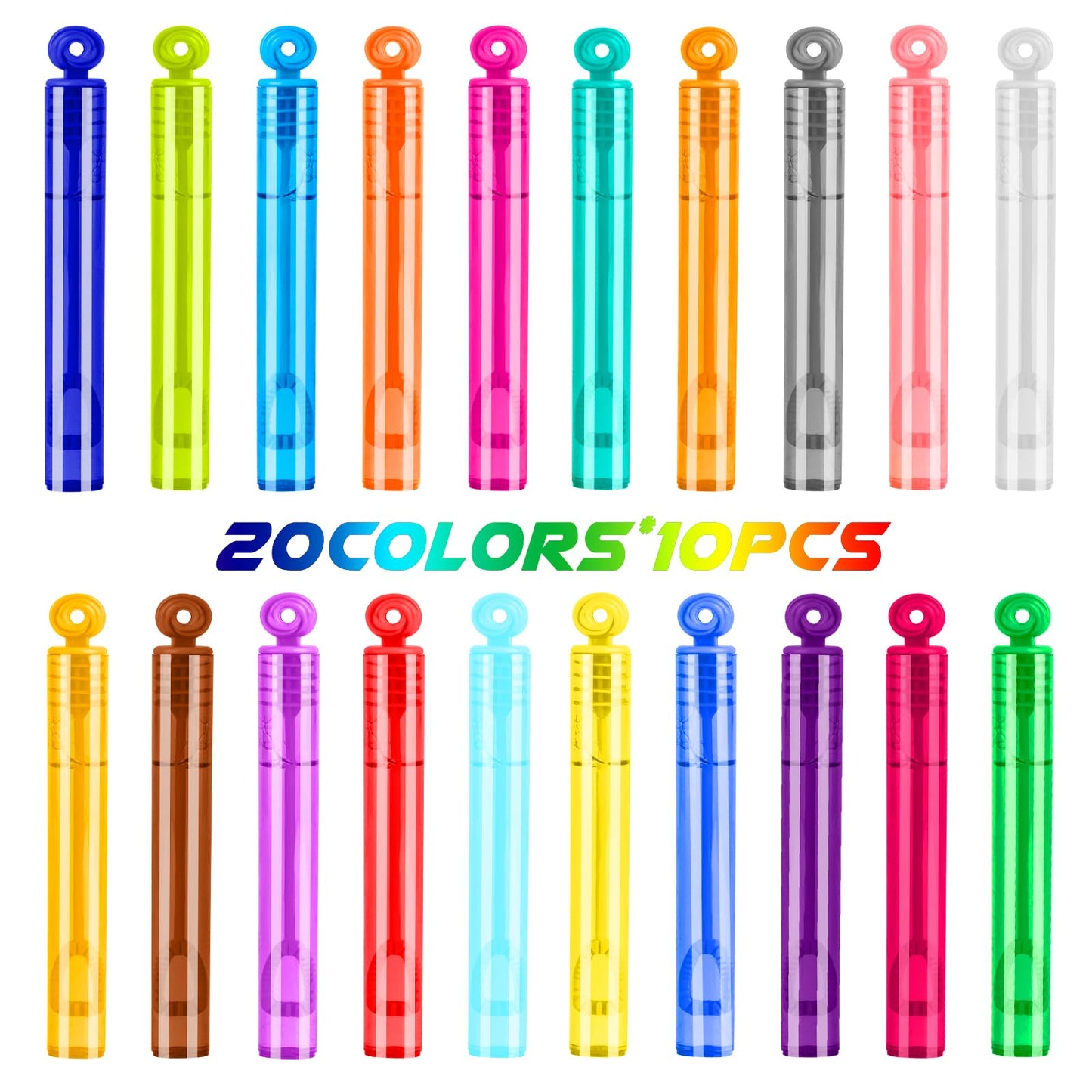 Lerbao 200Pcs 20Colors Circle Mini Bubble Wands,Bulk Bubbles Wand,For Kids Party Favors,Birthday,Beach, Outdoor, Garden, Classro