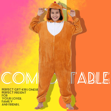 Halloween Christmas Unisex Kids Flannel Cosplay Onesie Costume Outfit Suit for Girls and Boys (Brown Reindeer  10 Years)