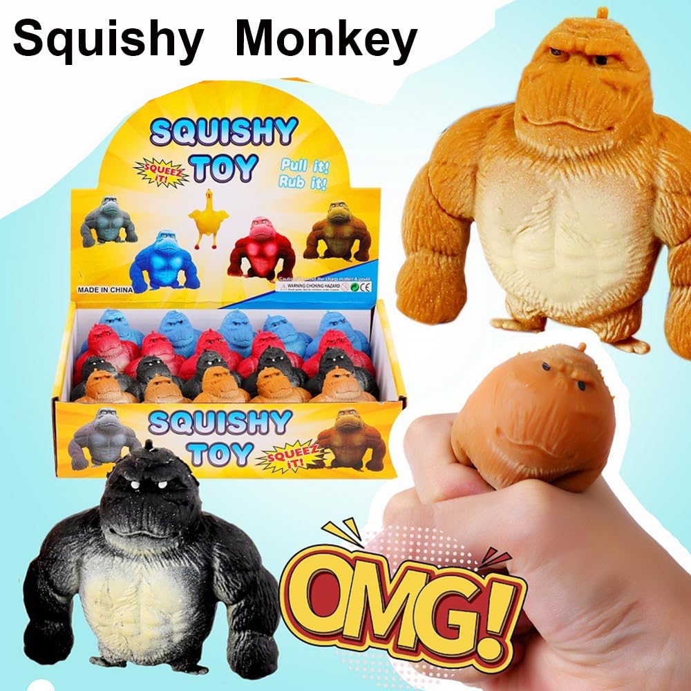 20 Pack Mini Monkey Stress Balls, Squishy Monkey Decompress And Squeeze Stress Toy, Squishy Fidget Toys Gorilla Toy Stress Relie