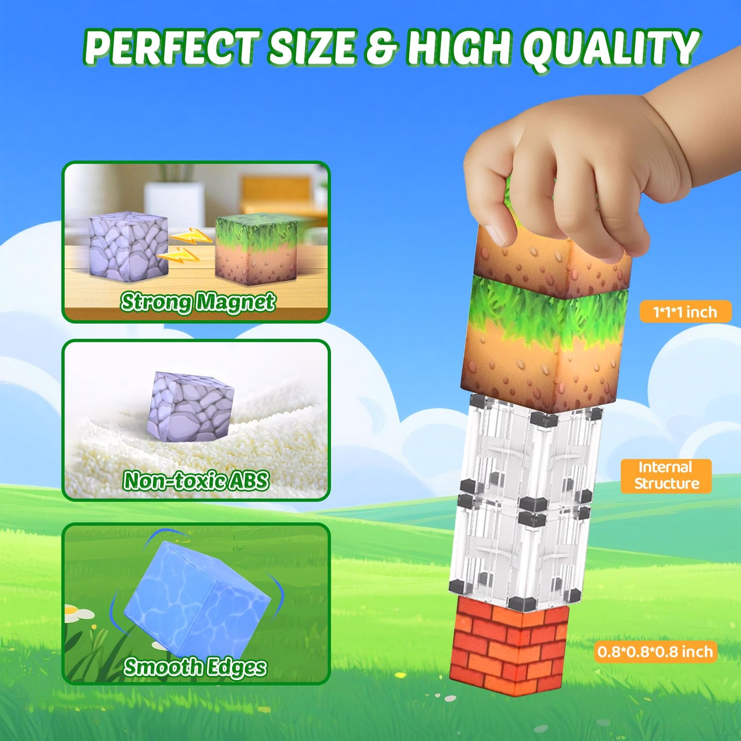 HOTERA Magnetic Blocks 103PCS  1 Inch Magnetic Building Blocks Set  Magnet Cubes Stacking Toy for Kids  STEM Montessori Sensory Toys  Christmas Birthday Gifts for Boys Girls Age 3 4 5 6 7 8 Years Old