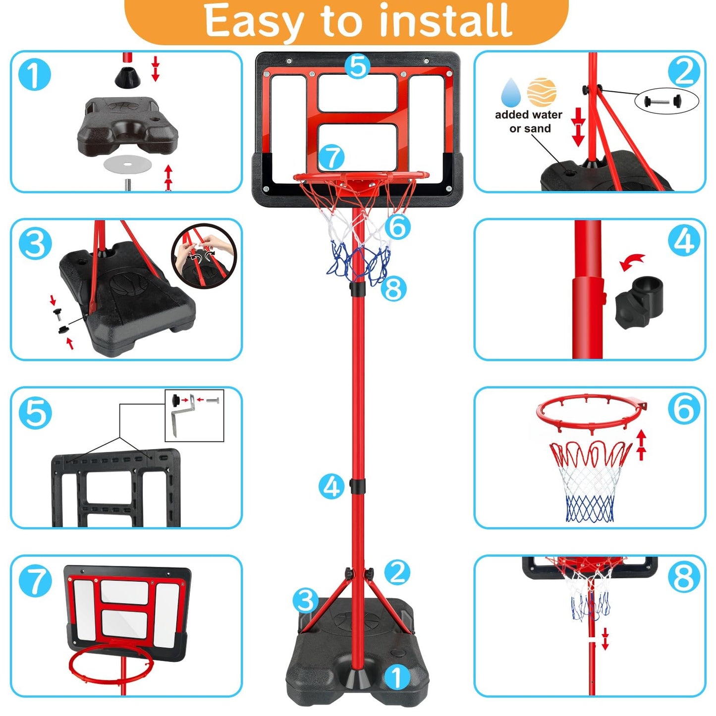 Shylizard Boys Toy Gifts For 3 4 5 6 7 8 Years Old, Kids Basketball Hoop Adjustable Height 3.5Ft-6.2Ft, Mini Basketball Hoop For Kid Boys, Basketball Goal Toys Outdoor Indoor Game Gifts For Boys