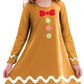 Gingerbread Brown Dress Girl Christmas Long Sleeve Tshirt Dresses Ugly Xmas Midi Flare Dresses 9-10 Years