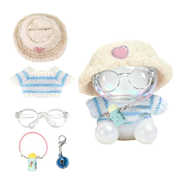 Vpdslabubu Clothes For Labubu(No Dolls) - The Set Includes 5 Accessories, Including A Heart-Shaped Velvet Hat, Glasses, A Handma