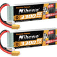 Nihewo 2Packs 11.1V Lipo Battery, 3S Lipo Battery 3300mAh 80C XT60 Connector Compatible with Axial E-flite RC Airplane Helicopte