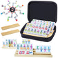 Soopotay 2-6 Players Mexican Train Dominoes Set With Numbers, 6 Wooden Racks, 91 Tiles, Portable Case, Dominos Set For Adults, B