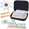 Soopotay 2-6 Players Mexican Train Dominoes Set With Numbers, 6 Wooden Racks, 91 Tiles, Portable Case, Dominos Set For Adults, B