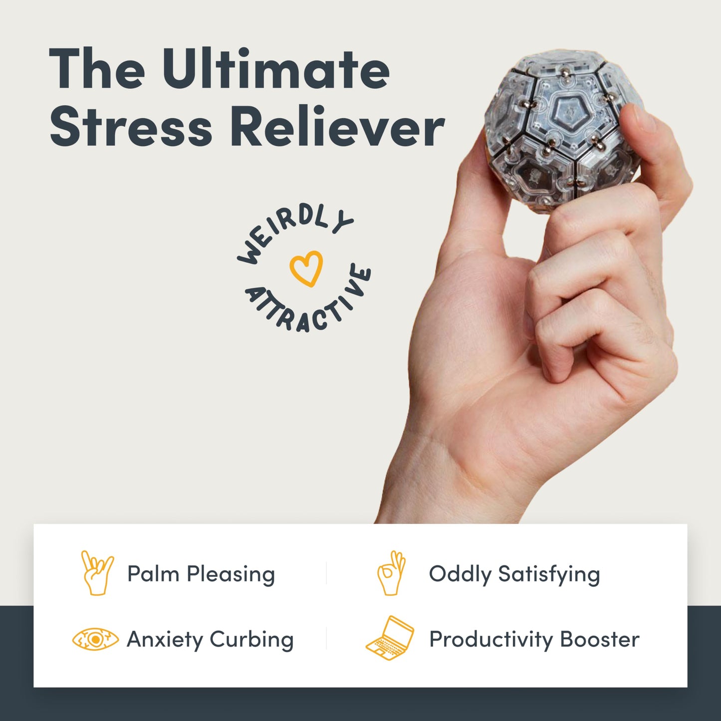 Speks Geode Magnetic Fidget Toy | Sensory Desk Toy for mature-themeds & Teens 14+ | Stress Relief Gift | Sphere  Slate