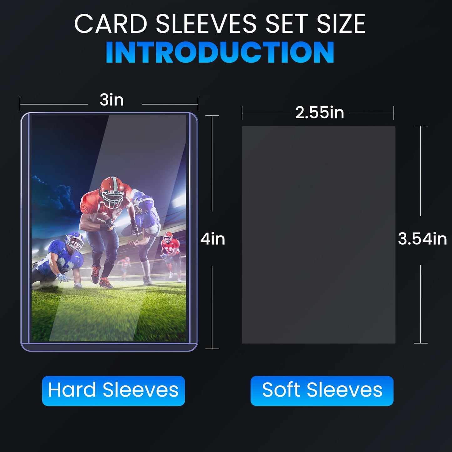 ZENOWICK 1000 Card Sleeves - 500 Hard Plastic Toploaders & 500 Clear Penny Sleeves for Baseball & Football Trading Cards, 3 x 4