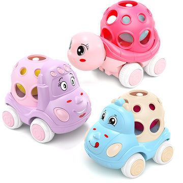 Xfffun Pink Cars For Toddler Girls Valentines Day Gifts, Push N Go Friction Car Toys Rattle Toy Pink Truck For Toddlers, Valenti