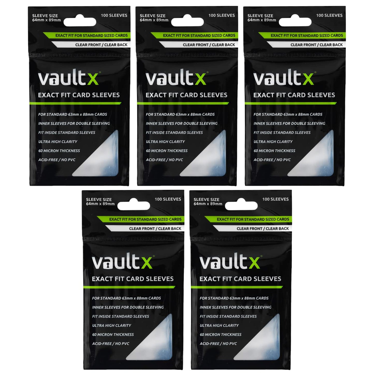 Vault X Exact Fit Trading Card Sleeves, Soft, High Clarity, Perfect Fit Inner Sleeves, Collectible Card Games, Sports, Tcg (500