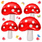 Ospvcwk 4 Pcs Cute Mushroom Balloons - 31 X 21 Inch Large Mushroom Aluminum Foil Balloons, Easy To Inflate, Fun Mushroom Birthda