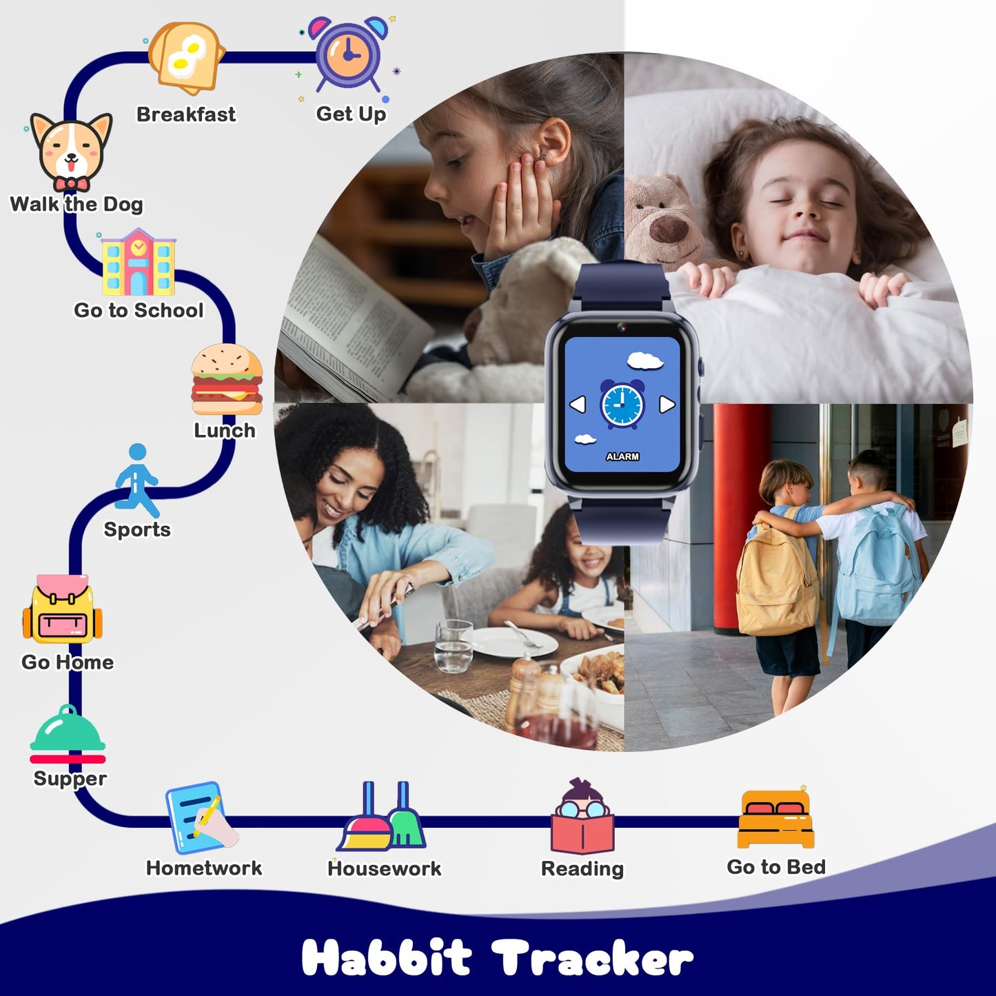 Spodus Kids Smart Watch Boys Smart Watch For Kids With 26 Games Calculator Watch For Boys Ages 3-12 Learning Card Audio Book Mus
