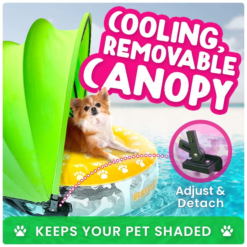 Ruperts Float Dog Pool Float | Inflatable Canopy Loungers for Pets | Water Rafts for XSmall to Small Dogs & Puppies | Puppy Pool