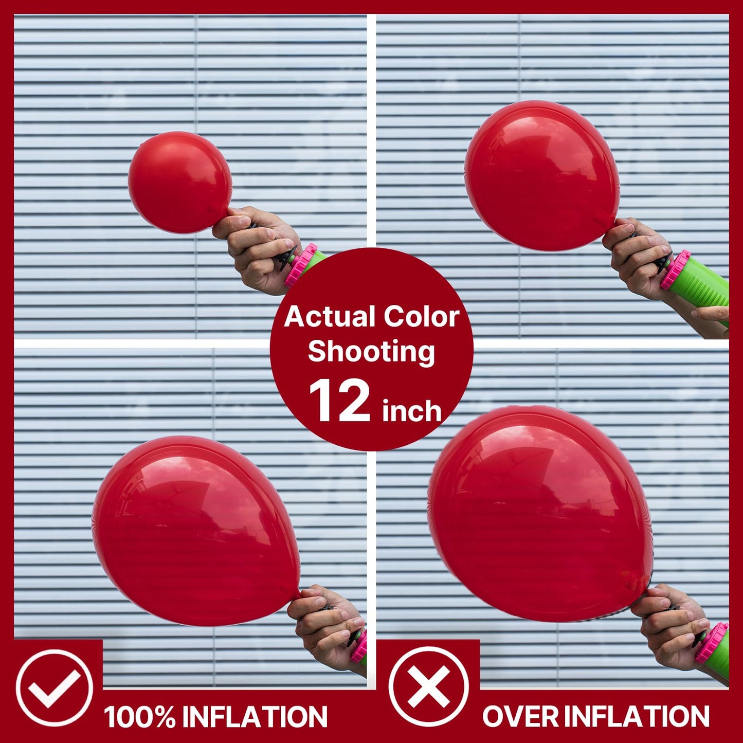 PartyWoo Ruby Red Balloons - 100 pcs in 5"-36" Sizes, Rubber Material, Ideal for Birthday & Wedding Decorations