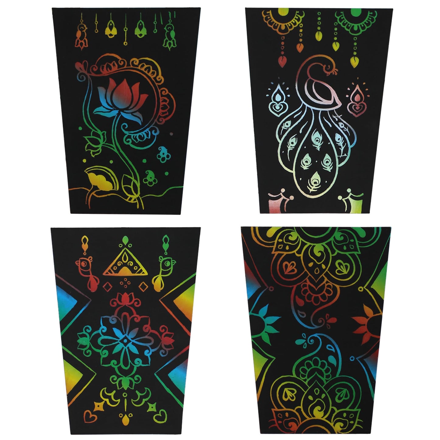 Kulture Khazana: Rangoli Mandala Scratch Art Lantern - DIY Craft Kit, LED Candle, 12 Tall, India & South Asian Culture Activity