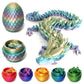 3D Printed 4.9 Inch Dragon Egg with 11.4 Inch Dragon Inside Easter Egg Full Articulated Crystal Fidget Toy Colorful Gift for Adu