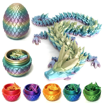 3D Printed 4.9 Inch Dragon Egg with 11.4 Inch Dragon Inside Easter Egg Full Articulated Crystal Fidget Toy Colorful Gift for Adu