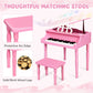 Goplus 30-Key Classical Kids Piano, Mini Grand Piano Wooden Learn-To-Play Musical Instrument Toy With Bench, Piano Lid, Music Rack, Gift For Boys Girls Aged 2+ Baby Tollder(4 Straight Leg-Pink)