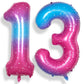 Rainbowq 13 Number Balloons 40 Inch For Boy Or Girl Big Starry 0-9 Foil Mylar Large Balloon Number 13 Happy 13Th Birthday Party