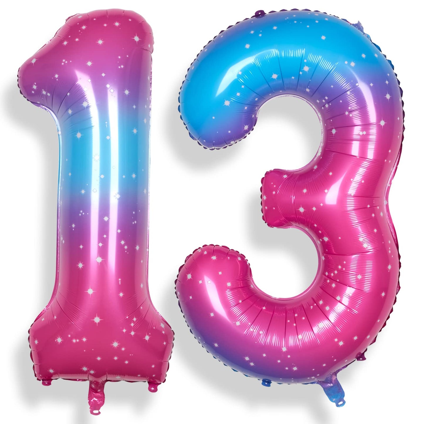 Rainbowq 13 Number Balloons 40 Inch For Boy Or Girl Big Starry 0-9 Foil Mylar Large Balloon Number 13 Happy 13Th Birthday Party