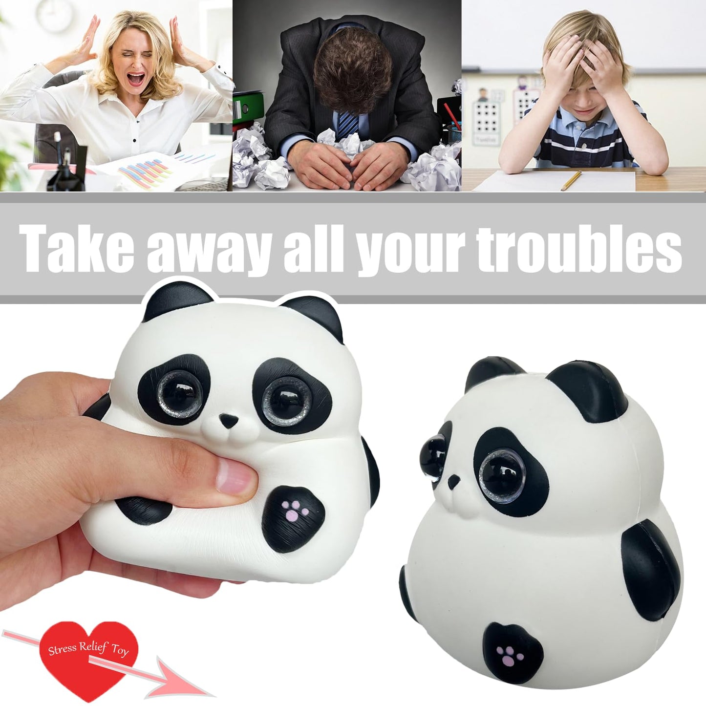 Funnysquee Cute Fat Panda Squishies Big Eyes Animal Toy Birthday Gift For Kids,Kawaii Stress Relief Squishie Toy