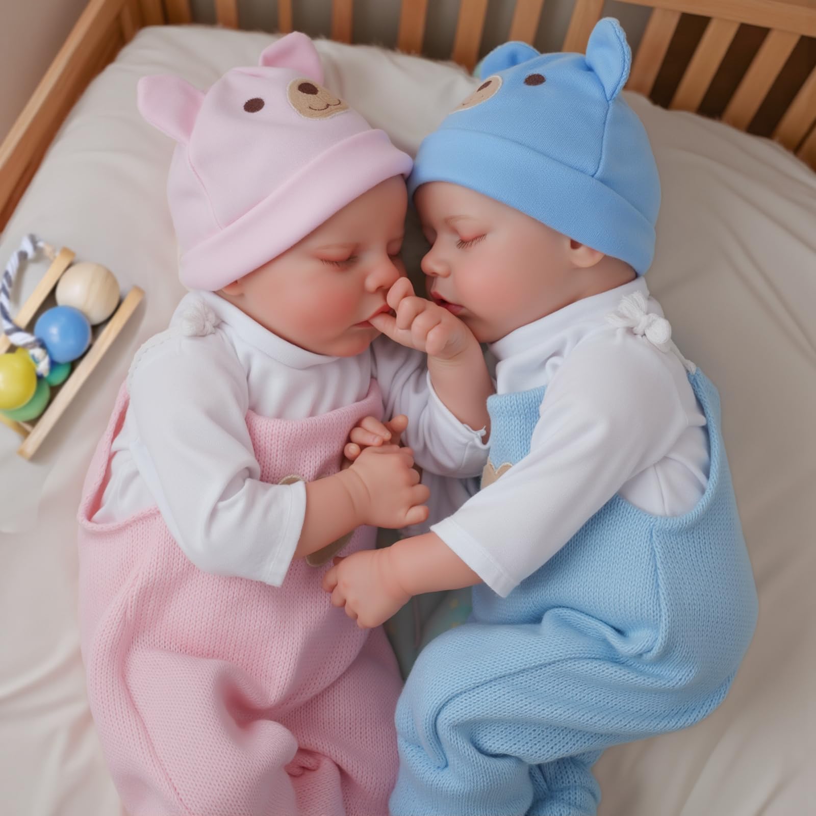 Adfo Lifelike Reborn Baby Dolls Twins, 17 Inch Soft Vinyl Baby Dolls Realistic Newborn Real Life Baby Boy Girl Dolls With Clothe