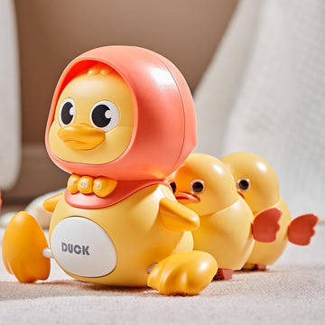 Yongshuo Baby Musical Duck Family Toys, Early Education Kids Toys For Boys Girls Swing/Walking/Lights/Dancing Infant Tummy Time Crawlingtoys Christmas Birthday Gifts (With 2 Pcs Baby Duck)