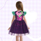 HenzWorld Girls Purple Dress Kids Costume Dress up for Girls Short Flutter Sleeve Tulle Dresses Halloween Cosplay Theme Party Ou