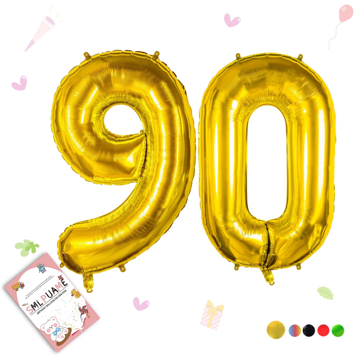 Smlpuame 40 Inch Number Balloon 0-9 Gold Large Number 90 Balloons,Digital Balloons For Birthday Party Celebration Decorations Su
