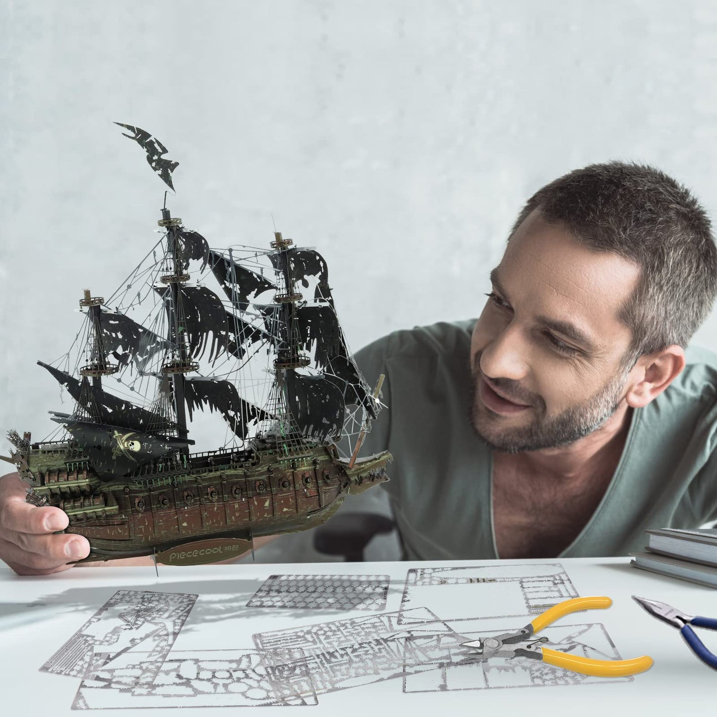 Piececool Metal 3D Puzzles For Adults, Flying Dutchman Pirate Ship Model Kits, 3D Watercraft Model Building Kit, Diy Craft Kits Difficult 3D Puzzles For Family Time, Great Christmas Birthday Gifts