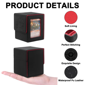 Mtg Deck Box For Commander Display,Card Deck Box Holds 100 Double Sleeved Cards, Pu Leather Trading Card Storage Box For Tcg Wit