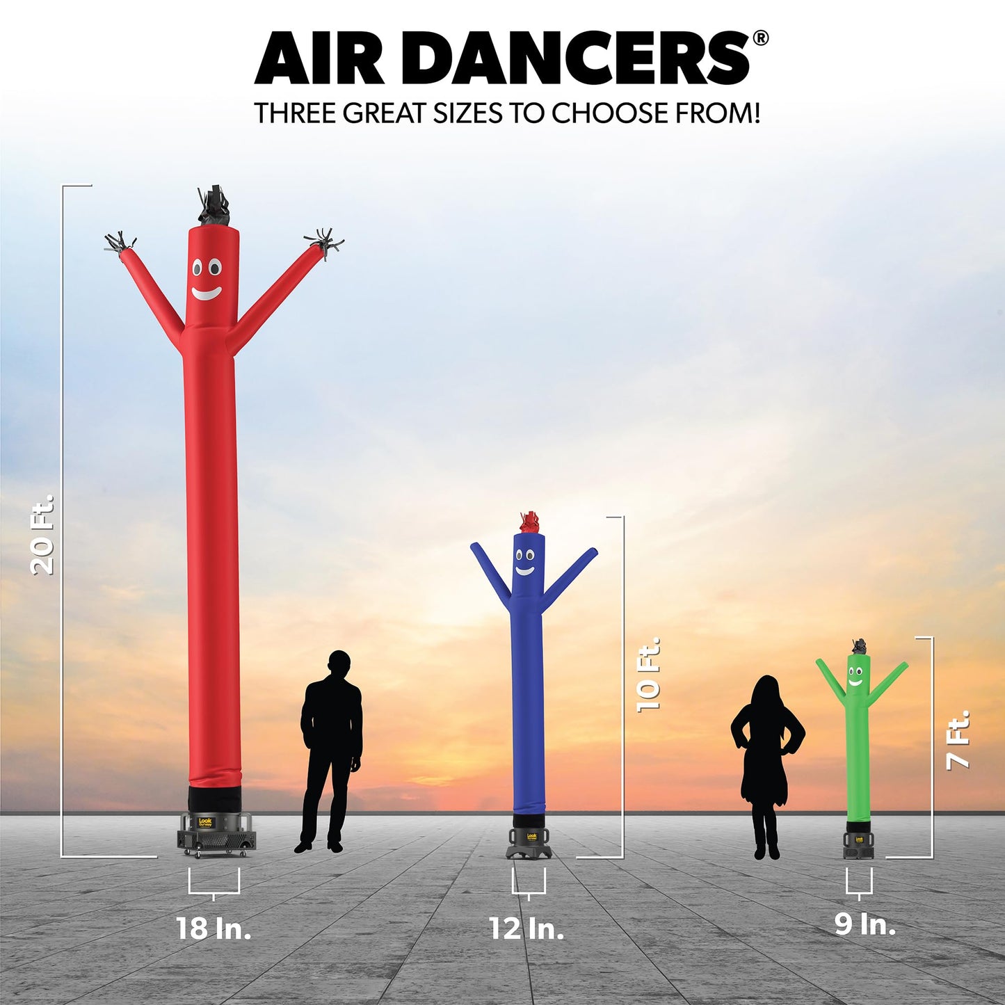 LookOurWay Air Dancers Wacky Waving Inflatable Tube Man Set - 7ft Tall Advertising Air Dancer Waving Man Inflatable Tube Guy with Sky Dancer Blower - 4th of July Patriot Theme - American Flag