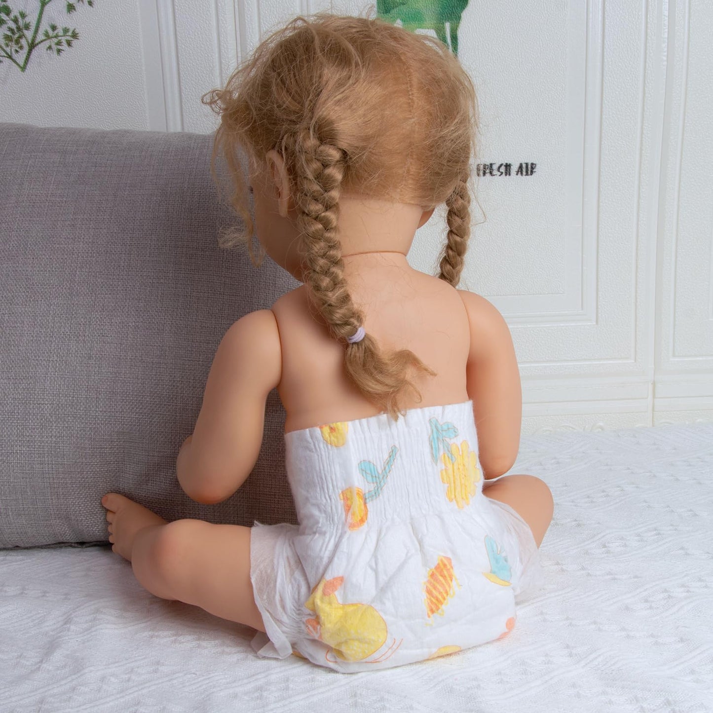 Medylove 10 Pcs Reborn Baby Doll Diapers Accessories For 17-22 Inch Dolls Underwear Reusable Reborn Baby Clothes Set Cute Yellow
