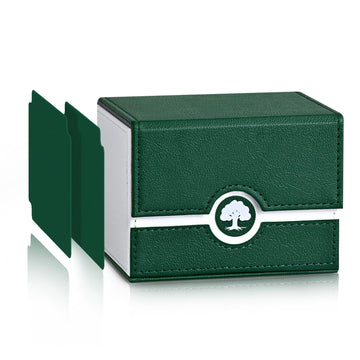 Uaono Mtg Card Deck Box For Trading Cards,Sideload Commander Deck Box Fits 120+ Sleeved Cards, Pu Leather Card Storage Box For Magic Yugioh Ptcg Cards (A- Green&White)