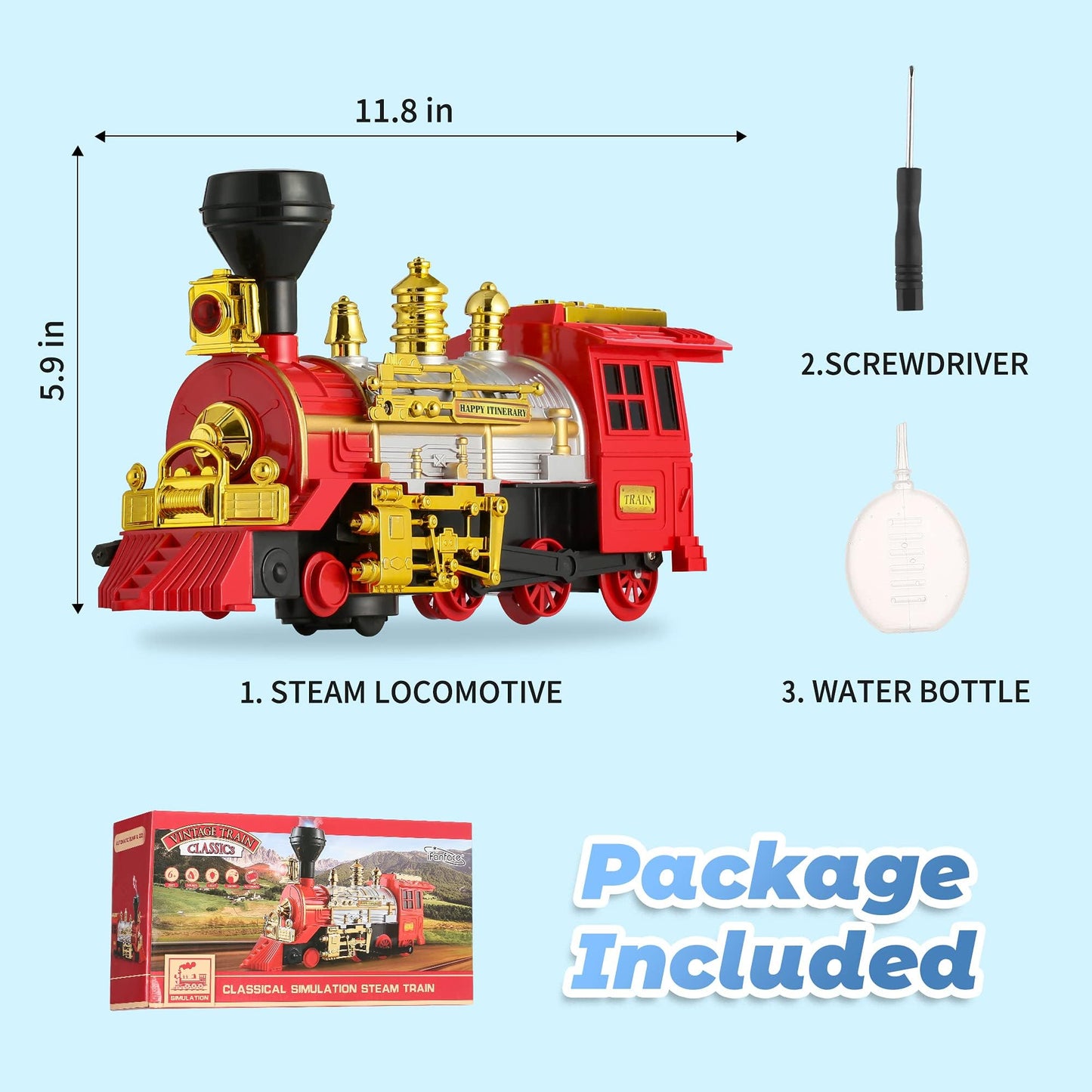 Ifanface Train Toy For Toddlers 3-5, Bump & Go Trucks Locomotive Electric Steam Engine With Smoke, Light & Sound, Toddler Toy Trucks For Boys Ideal Gift For Ages 3 And Up Children Kids Girls