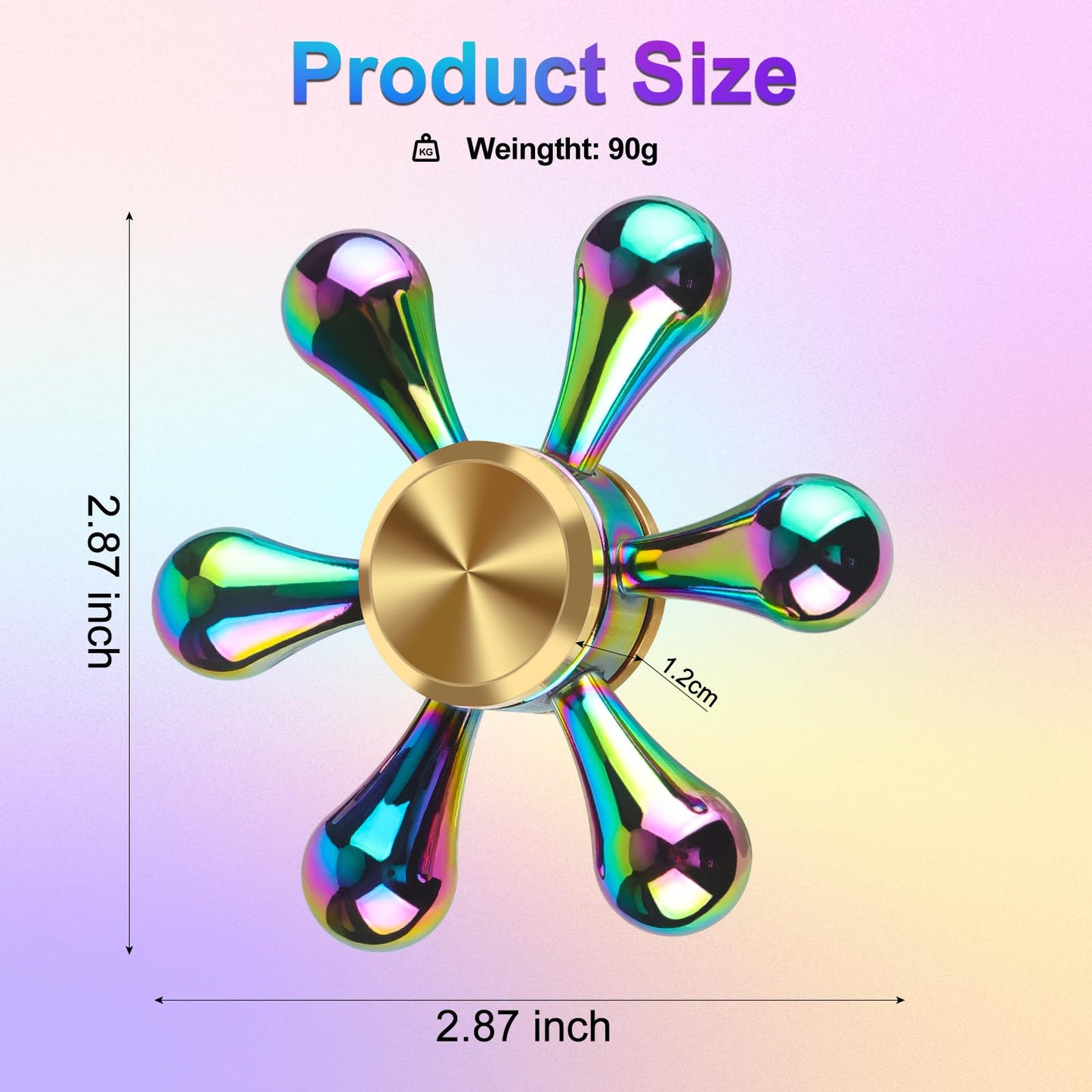 ATESSON Fidget Spinners Toy Ultra Durable Stainless Steel Bearing High Speed 2-5 Min Precision Brass Metal Finger Spinner EDC ADHD Stress Relief Anxiety Relieves Reducer for Kids and mature-themeds